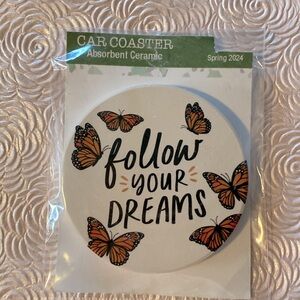 🦋 Butterfly Follow Your Dreams Car Coaster Ceramic. Perfect stocking, st…
